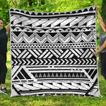 Black And White Polynesian Pattern Print Quilt