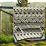 Black And White Polynesian Pattern Print Quilt