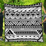 Black And White Polynesian Pattern Print Quilt