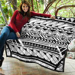 Black And White Polynesian Pattern Print Quilt