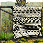 Black And White Polynesian Pattern Print Quilt