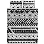 Black And White Polynesian Pattern Print Quilt Bed Set