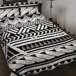 Black And White Polynesian Pattern Print Quilt Bed Set