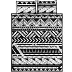 Black And White Polynesian Pattern Print Quilt Bed Set