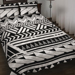 Black And White Polynesian Pattern Print Quilt Bed Set