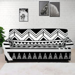 Black And White Polynesian Pattern Print Sofa Cover