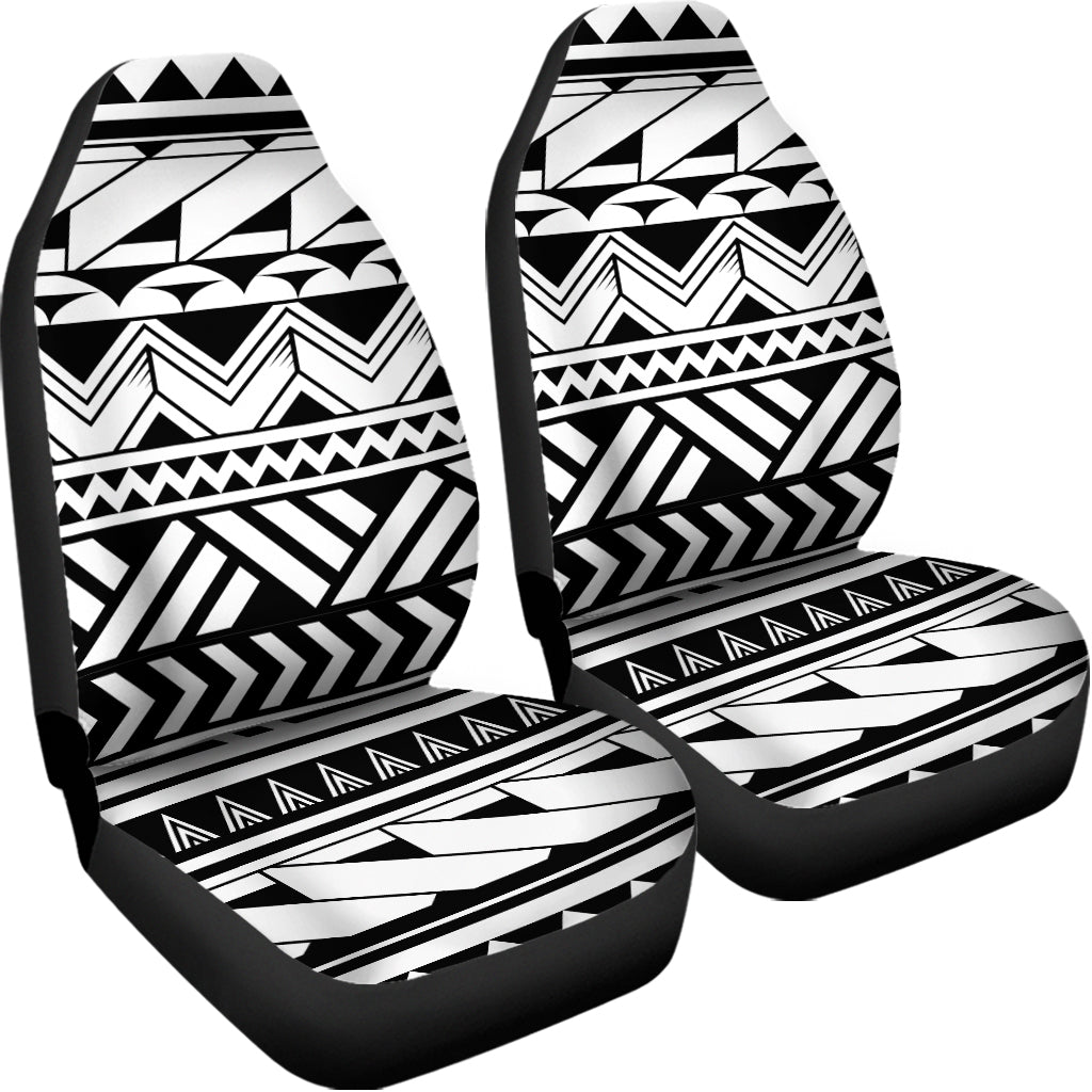 Black And White Polynesian Pattern Print Universal Fit Car Seat Covers