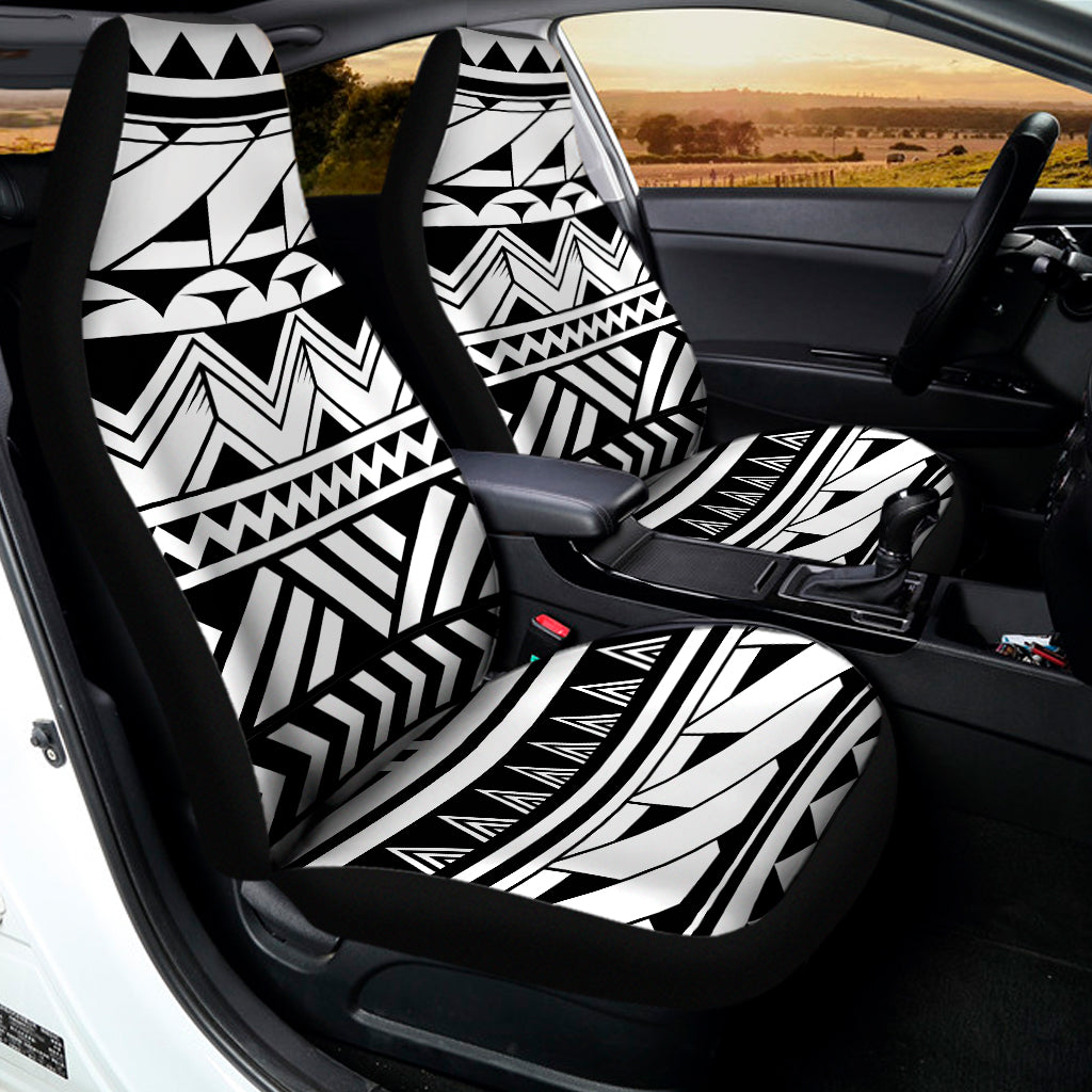 Black And White Polynesian Pattern Print Universal Fit Car Seat Covers