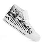 Black And White Polynesian Pattern Print White High Top Shoes