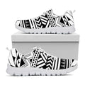 Black And White Polynesian Pattern Print White Running Shoes