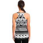 Black And White Polynesian Pattern Print Women's Racerback Tank Top