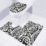 Black And White Polynesian Tattoo Print 3 Piece Bath Mat Set