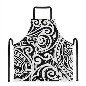 Black And White Polynesian Tattoo Print Apron