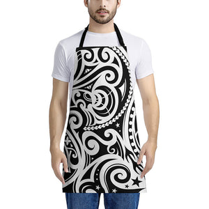 Black And White Polynesian Tattoo Print Apron