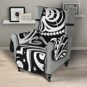 Black And White Polynesian Tattoo Print Armchair Protector