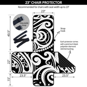 Black And White Polynesian Tattoo Print Armchair Protector