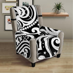 Black And White Polynesian Tattoo Print Armchair Protector