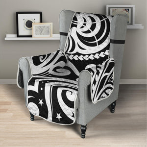 Black And White Polynesian Tattoo Print Armchair Protector