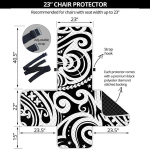 Black And White Polynesian Tattoo Print Armchair Protector