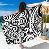 Black And White Polynesian Tattoo Print Beach Sarong Wrap