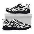 Black And White Polynesian Tattoo Print Black Running Shoes