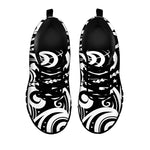 Black And White Polynesian Tattoo Print Black Sneakers