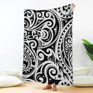 Black And White Polynesian Tattoo Print Blanket