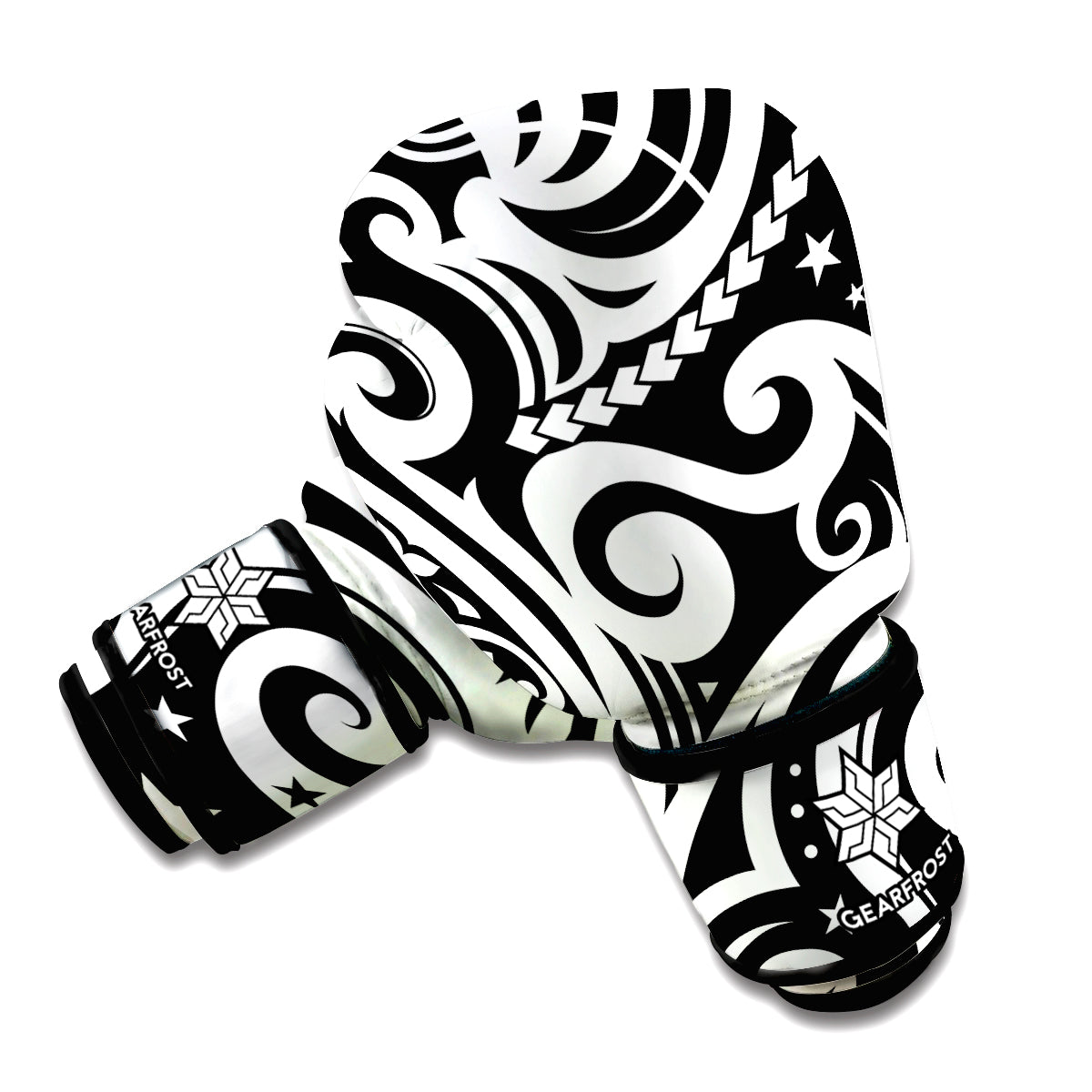 Black And White Polynesian Tattoo Print Boxing Gloves