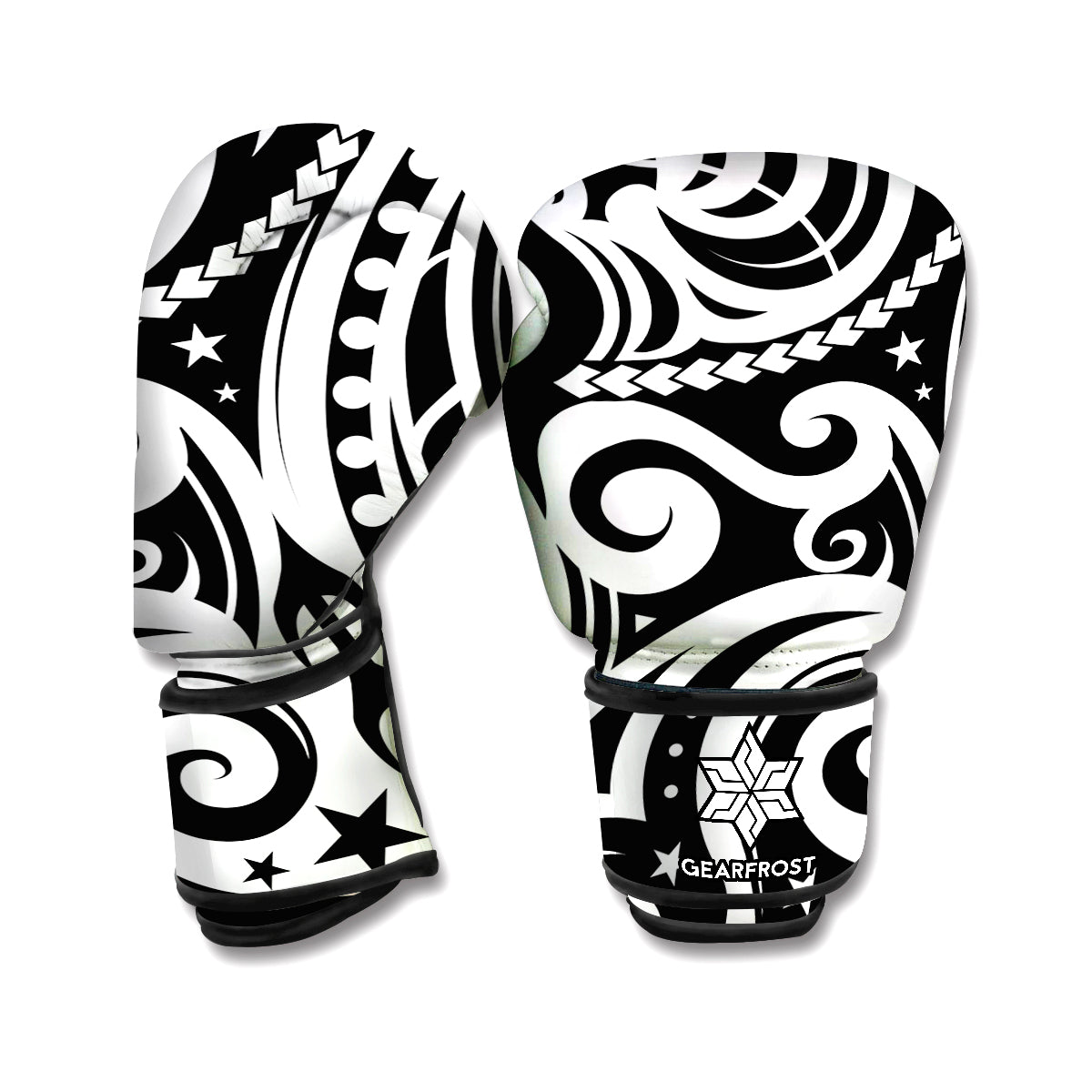 Black And White Polynesian Tattoo Print Boxing Gloves