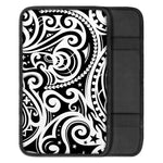 Black And White Polynesian Tattoo Print Car Center Console Cover