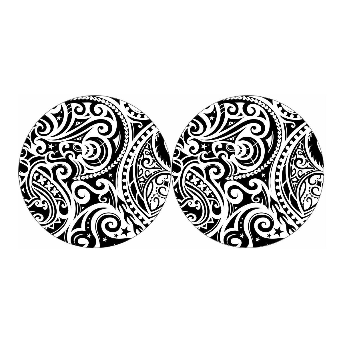 Black And White Polynesian Tattoo Print Car Coasters