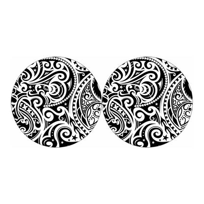 Black And White Polynesian Tattoo Print Car Coasters