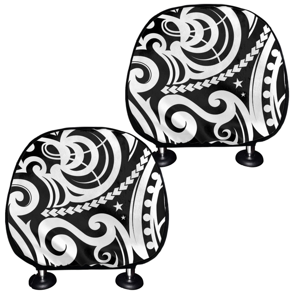 Black And White Polynesian Tattoo Print Car Headrest Covers