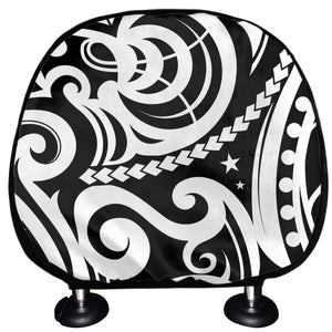 Black And White Polynesian Tattoo Print Car Headrest Covers