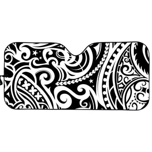 Black And White Polynesian Tattoo Print Car Sun Shade