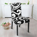 Black And White Polynesian Tattoo Print Dining Chair Slipcover