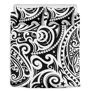 Black And White Polynesian Tattoo Print Duvet Cover Bedding Set