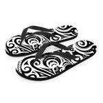 Black And White Polynesian Tattoo Print Flip Flops