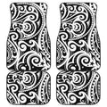 Black And White Polynesian Tattoo Print Front and Back Car Floor Mats