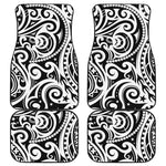 Black And White Polynesian Tattoo Print Front and Back Car Floor Mats