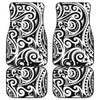 Black And White Polynesian Tattoo Print Front and Back Car Floor Mats