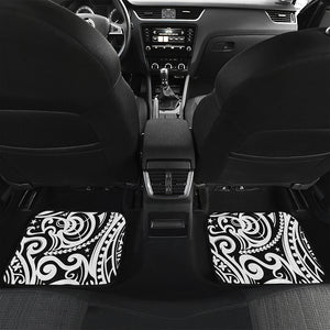 Black And White Polynesian Tattoo Print Front and Back Car Floor Mats