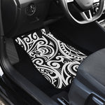 Black And White Polynesian Tattoo Print Front and Back Car Floor Mats