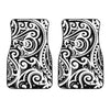 Black And White Polynesian Tattoo Print Front Car Floor Mats