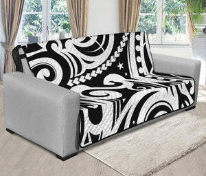 Black And White Polynesian Tattoo Print Futon Protector