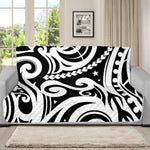 Black And White Polynesian Tattoo Print Futon Protector