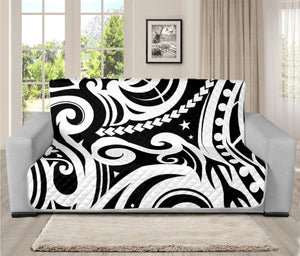 Black And White Polynesian Tattoo Print Futon Protector