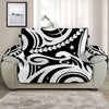 Black And White Polynesian Tattoo Print Half Sofa Protector