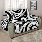 Black And White Polynesian Tattoo Print Half Sofa Protector