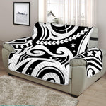 Black And White Polynesian Tattoo Print Half Sofa Protector